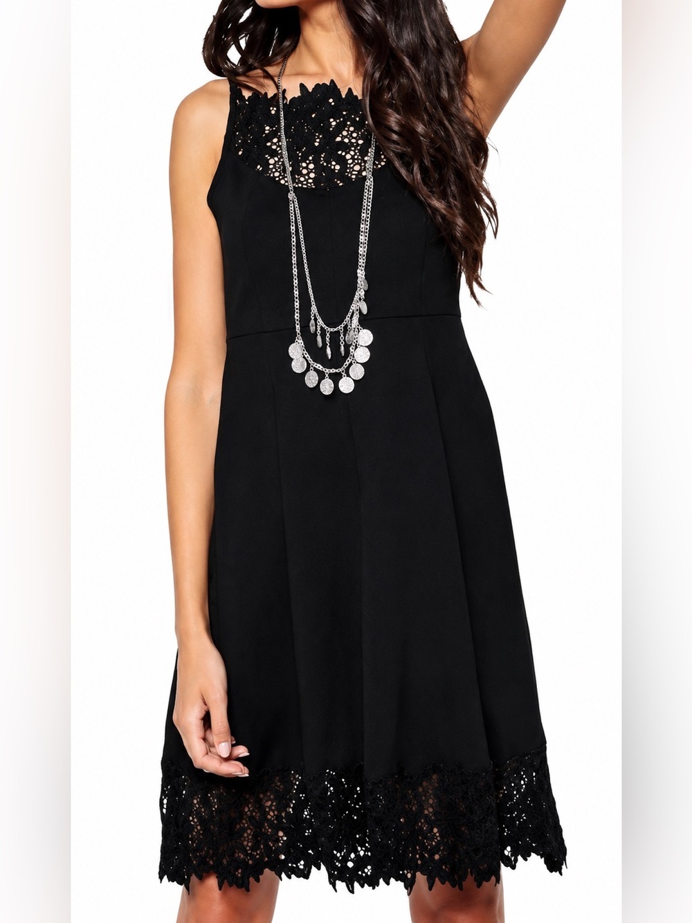 Free People Forget Me Not black crochet dress, small